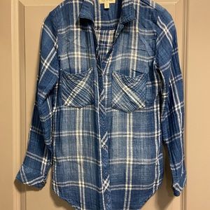 cloth & stone plaid blouse